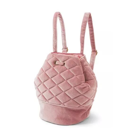 New - Janie and Jack ~  Blush Pink Velvet Quilted Backpack - Picture 1 of 7